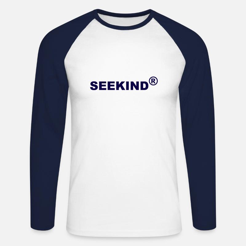 SEEKIND registered since 2012 - Unisex Baseballshirt langarm - Weiß/Navy