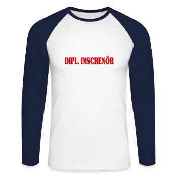 Dipl. Inschenör Wortspiel Ingenieur Humor - Unisex Baseballshirt langarm - Weiß/Navy - Vorne - Nik (191cm)