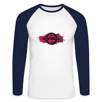 Downhill Gift Downhiller shirt - Unisex Long Sleeve Baseball T-Shirt - white/navy - Front - Nik (191cm)