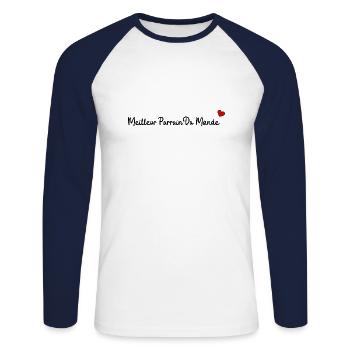 Meilleur parrain du monde - T-shirt baseball manches longues Homme - blanc/marine - Devant - Nik (191cm)