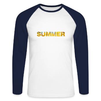 Summer - Unisex Baseballshirt langarm - Weiß/Navy - Vorne - Nik (191cm)