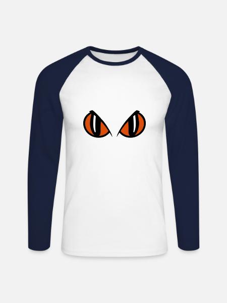 oeil yeux mechant 15 - T-shirt baseball manches longues Homme - blanc/marine