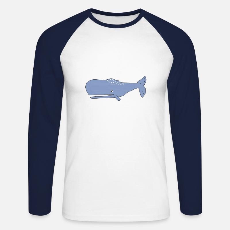 Pottwal - Unisex Baseballshirt langarm - Weiß/Navy