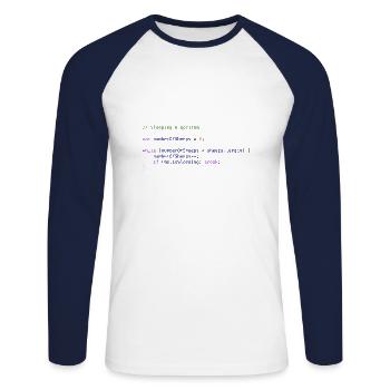 Programmierer Code Schäfchen zählen Logik - Unisex Baseballshirt langarm - Weiß/Navy - Vorne - Nik (191cm)