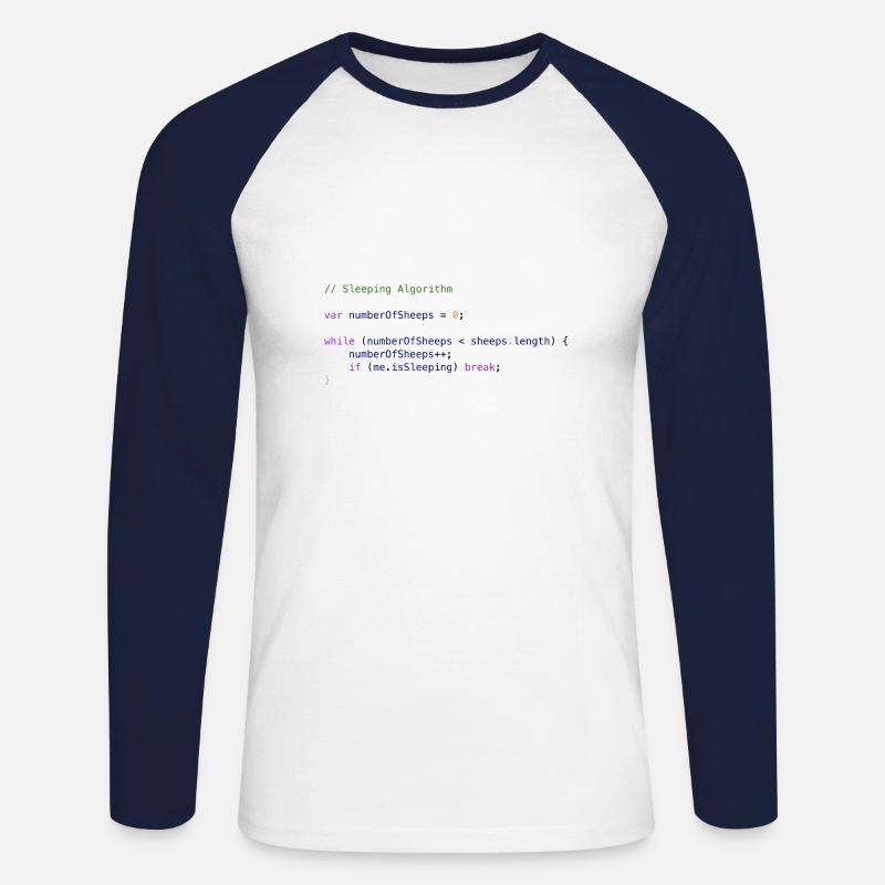 Programmierer Code Schäfchen zählen Logik - Unisex Baseballshirt langarm - Weiß/Navy