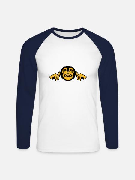 Affe Schimpansen Ohr Finger Mund - Unisex Baseballshirt langarm - Weiß/Navy