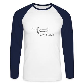 Dachshund - Unisex Long Sleeve Baseball T-Shirt - white/navy - Front - Nik (191cm)