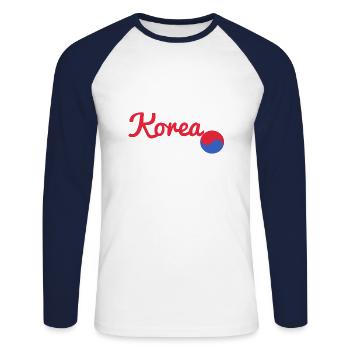 Korea red - Unisex Baseballshirt langarm - Weiß/Navy - Vorne - Nik (191cm)