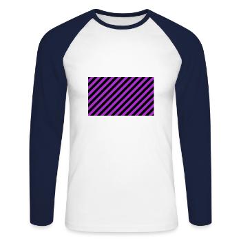 Diagonal Stripes noir et violet - T-shirt baseball manches longues Homme - blanc/marine - Devant - Nik (191cm)