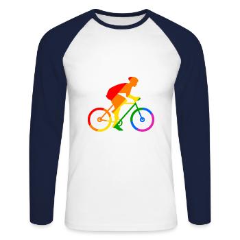 Rainbow bike sport - Unisex Long Sleeve Baseball T-Shirt - white/navy - Front - Nik (191cm)