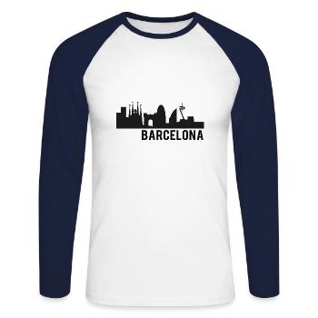 Skyline Barcelona City Wahrzeichen Madrid Geschenk - Unisex Baseballshirt langarm - Weiß/Navy - Vorne - Nik (191cm)