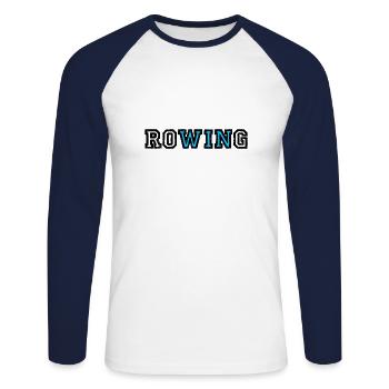 Row Rowing Rudern Ruder Sport Aviron Win - Unisex Baseballshirt langarm - Weiß/Navy - Vorne - Nik (191cm)