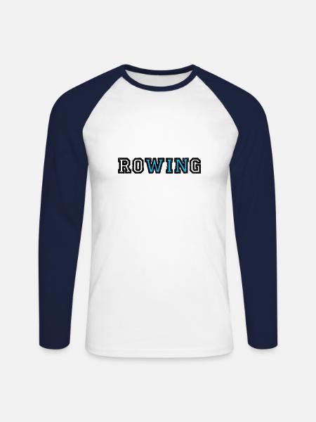 Row Rowing Rudern Ruder Sport Aviron Win - Unisex Baseballshirt langarm - Weiß/Navy