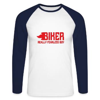 Biker - Unisex Long Sleeve Baseball T-Shirt - white/navy - Front - Nik (191cm)