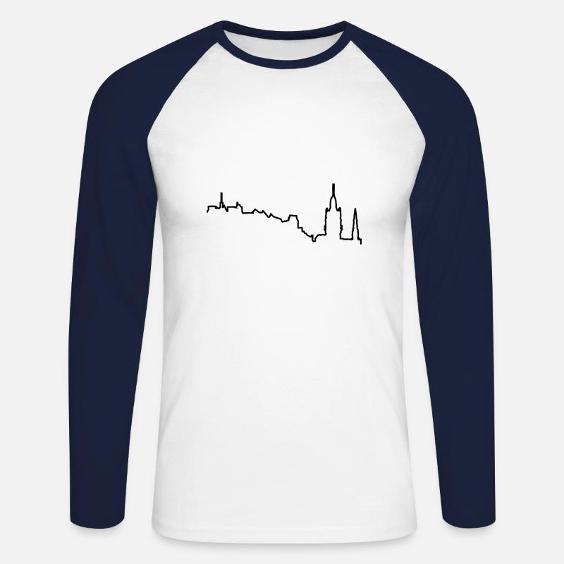 Edinburgh Skyline - Unisex Baseballshirt langarm - Weiß/Navy