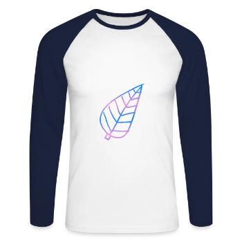 Feuille Bleu Violet Rose Nature Symbole Motif - T-shirt baseball manches longues Homme - blanc/marine - Devant - Nik (191cm)