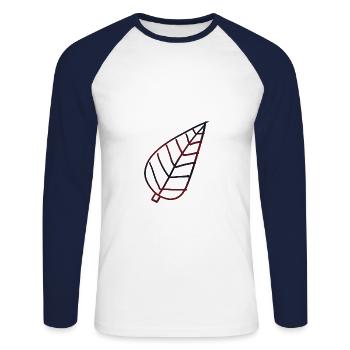Rot Blatt Herbst Natur Symbol - Unisex Baseballshirt langarm - Weiß/Navy - Vorne - Nik (191cm)