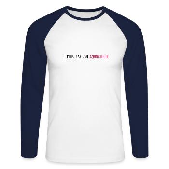 Ich kann keine Rhythmische Sportgymnastik haben - Unisex Baseballshirt langarm - Weiß/Navy - Vorne - Nik (191cm)