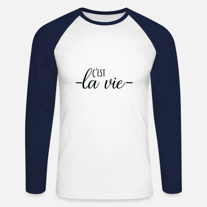 C'est la vie - Unisex Baseballshirt langarm - Weiß/Navy