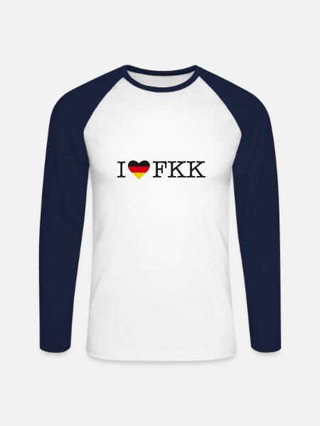 I love FKK - Unisex Baseballshirt langarm - Weiß/Navy