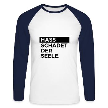 Spruch Rechts Rassismus Geschenk Protest Hass Idee - Unisex Baseballshirt langarm - Weiß/Navy - Vorne - Nik (191cm)