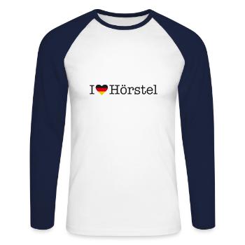 I love Hörstel - Unisex Baseballshirt langarm - Weiß/Navy - Vorne - Nik (191cm)