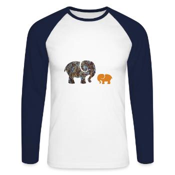 elephant e 85 - Unisex Long Sleeve Baseball T-Shirt - white/navy - Front - Nik (191cm)