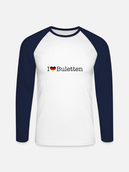 I love Buletten - Unisex Long Sleeve Baseball T-Shirt - white/navy