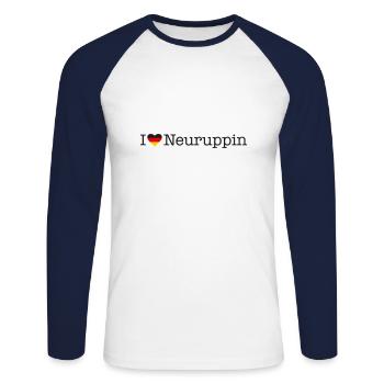 I love Neuruppin - Unisex Long Sleeve Baseball T-Shirt - white/navy - Front - Nik (191cm)