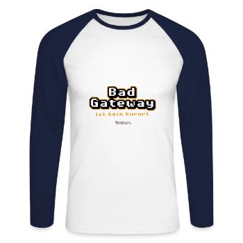 Admin Spruch Bad Gateway - Unisex Baseballshirt langarm - Weiß/Navy - Vorne - Nik (191cm)