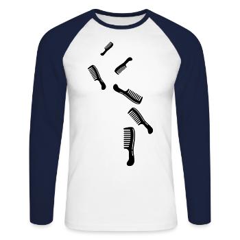 Comb hairdresser icon - Unisex Long Sleeve Baseball T-Shirt - white/navy - Front - Nik (191cm)