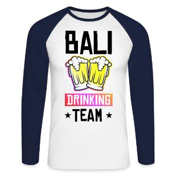 Bali Drinking Team - Unisex Long Sleeve Baseball T-Shirt - white/navy - Front - Nik (191cm)