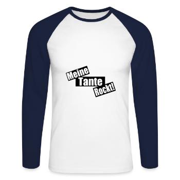 meine Tante rockt - Unisex Baseballshirt langarm - Weiß/Navy - Vorne - Nik (191cm)