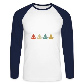 Meditation meditating on spirituality - Unisex Long Sleeve Baseball T-Shirt - white/navy - Front - Nik (191cm)