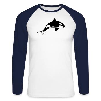 Orca - T-shirt baseball manches longues Homme - blanc/marine - Devant - Nik (191cm)