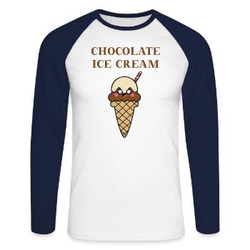 Chocolate Ice Cream Gesechenkidee Eis Schokolade - Unisex Baseballshirt langarm - Weiß/Navy - Vorne - Nik (191cm)
