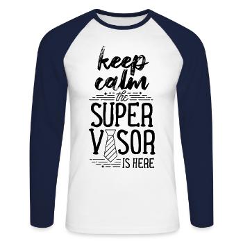 Bleib Ruhig Der Supervisor Ist Hier Beruf Aufseher - Unisex Baseballshirt langarm - Weiß/Navy - Vorne - Nik (191cm)
