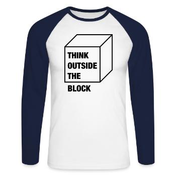 Think Outside the Block - T-shirt baseball manches longues Homme - blanc/marine - Devant - Nik (191cm)