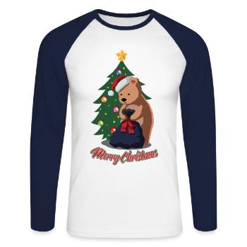 Weihnachten Eisbär - Lustige Weihnachten Süßes Tiergeschenk - Unisex Baseballshirt langarm - Weiß/Navy - Vorne - Nik (191cm)