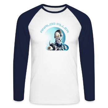 Skeletal Head - ANALOG KILLER - Unisex Long Sleeve Baseball T-Shirt - white/navy - Front - Nik (191cm)