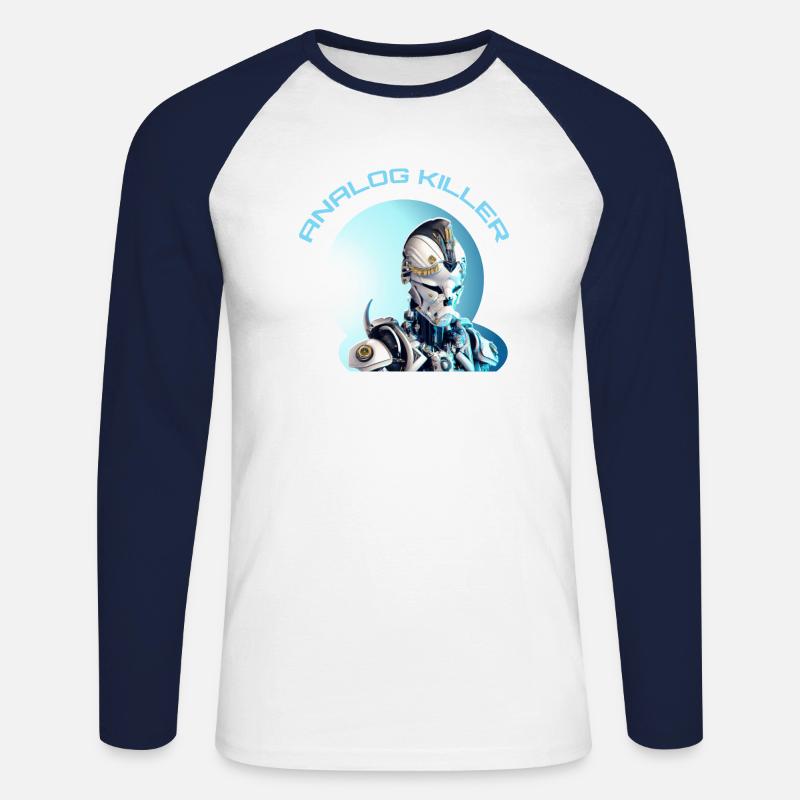 Skelettkopf - ANALOG KILLER - Unisex Baseballshirt langarm - Weiß/Navy