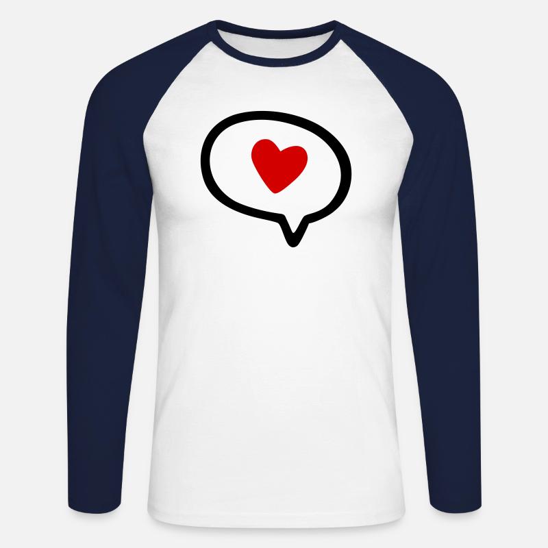 Sprechblase mit Herz - Unisex Baseballshirt langarm - Weiß/Navy