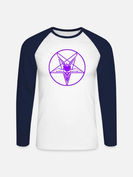 Satan Purple - Unisex Long Sleeve Baseball T-Shirt - white/navy
