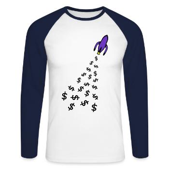Dollar rockets - Unisex Long Sleeve Baseball T-Shirt - white/navy - Front - Nik (191cm)