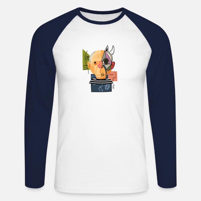 Pablo - Unisex Baseballshirt langarm - Weiß/Navy