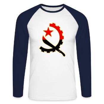 Angola - T-shirt baseball manches longues Homme - blanc/marine - Devant - Nik (191cm)