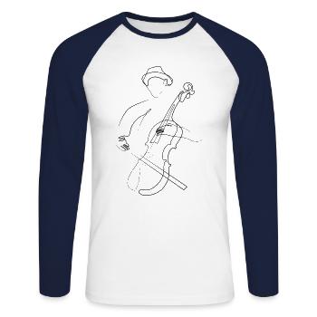Musicien de jazz - T-shirt baseball manches longues Homme - blanc/marine - Devant - Nik (191cm)