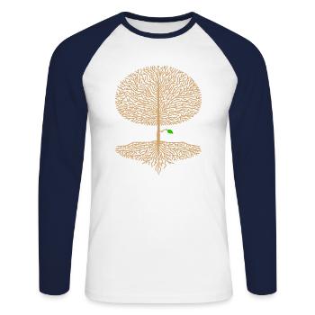 Arbre feuillu couronne forêt chêne hêtre Nature Ast Espoir - T-shirt baseball manches longues Homme - blanc/marine - Devant - Nik (191cm)