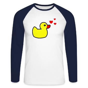 Canard grinçant Jaune Saint-Valentin - T-shirt baseball manches longues Homme - blanc/marine - Devant - Nik (191cm)