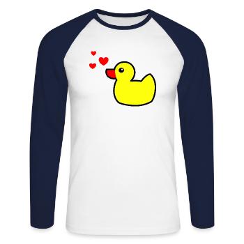 Canard grinçant Jaune Saint-Valentin 2 - T-shirt baseball manches longues Homme - blanc/marine - Devant - Nik (191cm)